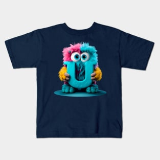 Cute Monster for Kids Alphabet Letter U Funny Back to School Kids T-Shirt